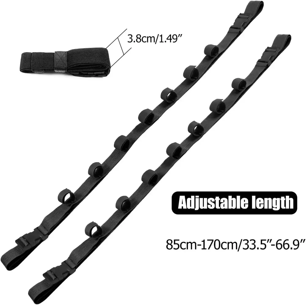 Car rod holder strap shown in Black, Army Green, and Khaki